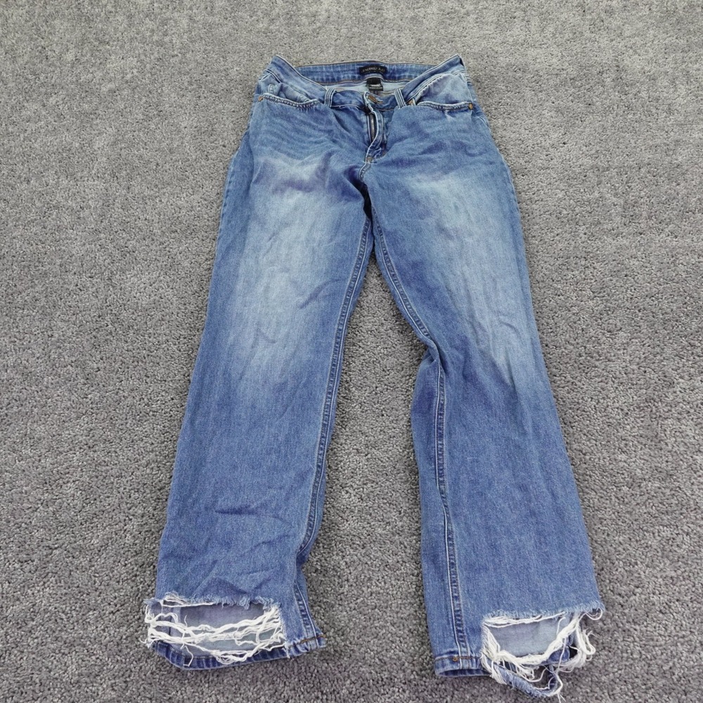 Sincerely Jules Jeans Womens 9/29 Blue Distressed Frayed Hem Straight Leg Denim